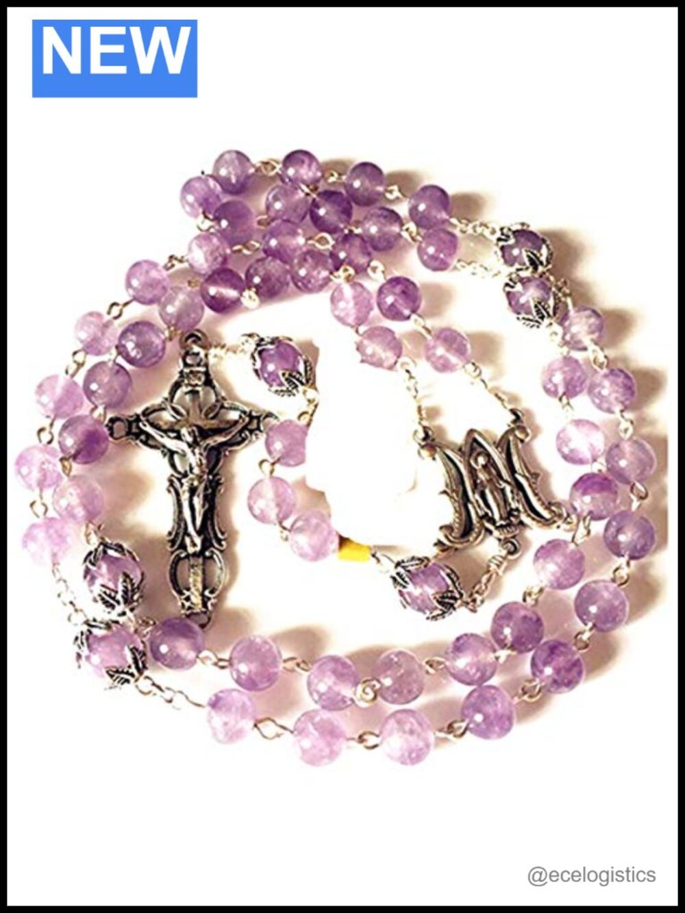 Handmade Crystal Rose Rosary Necklace Italy Cross Catholic Gift